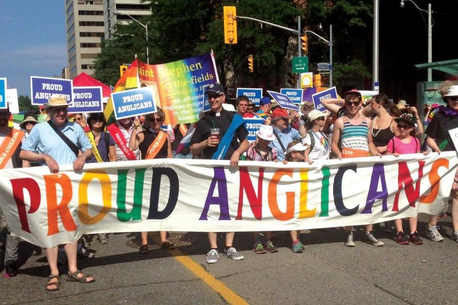 Proud Anglican march in a parade Proud Anglican march in a parade