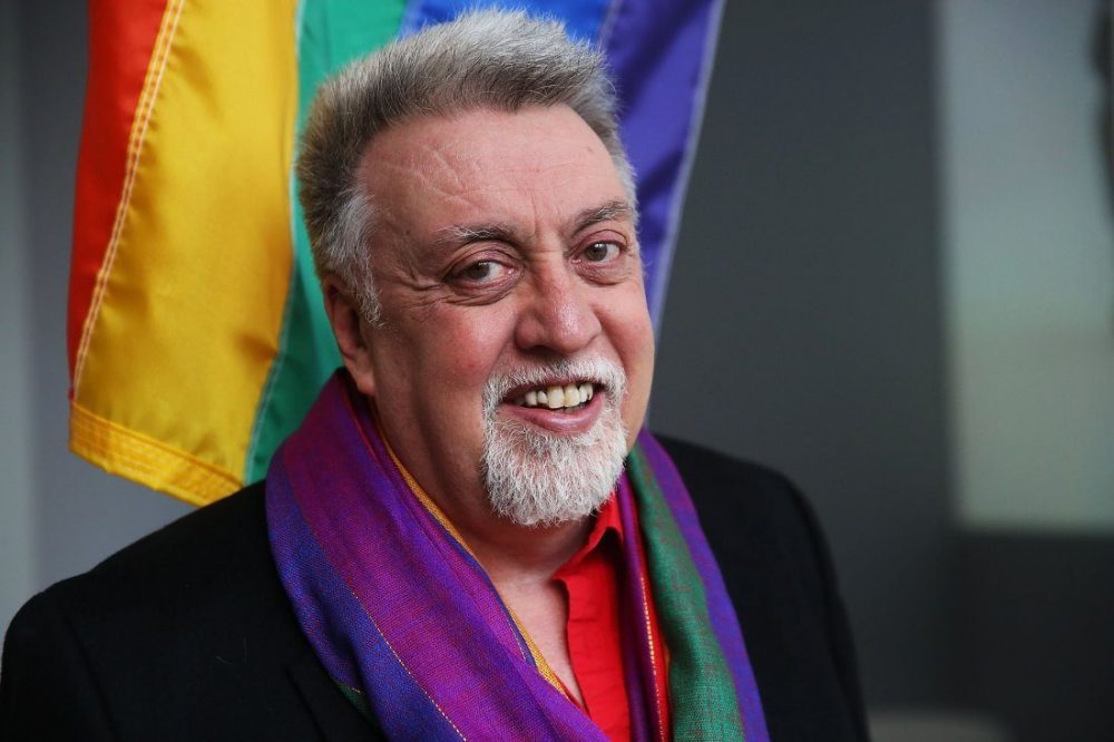 Rainbow Flag Creator Gilbert Baker poses at the Museum of Modern Art (MoMA) on January 7, 2016 in New York City Rainbow Flag Creator Gilbert Baker poses at the Museum of Modern Art (MoMA) on January 7, 2016 in New York City