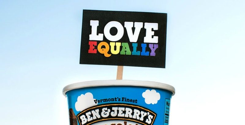 Ben & Jerry Ice Cream container with Love Equality sign Ben & Jerry Ice Cream container with Love Equality sign