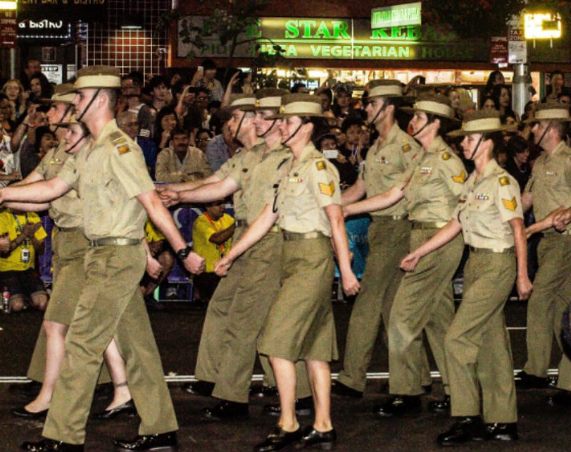 Australian Defence Force marching at Mardi Gras Parade in Sydney Australian Defence Force marching at Mardi Gras Parade in Sydney