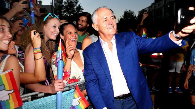 Malcolm Turnbull taking Selfies at Sydney Gay and Lesbian Mardi Gras Malcolm Turnbull taking Selfies at Sydney Gay and Lesbian Mardi Gras