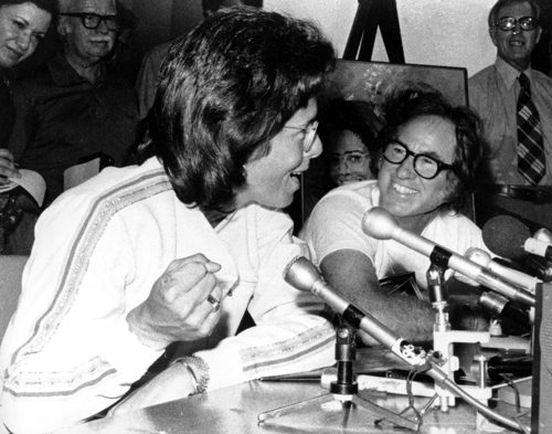 Jean King and Bobby Riggs in 1973. The discussion will follow a special screening of the acclaimed documentary, Battle of the Sexes. Jean King and Bobby Riggs in 1973. The discussion will follow a special screening of the acclaimed documentary, Battle of the Sexes.
